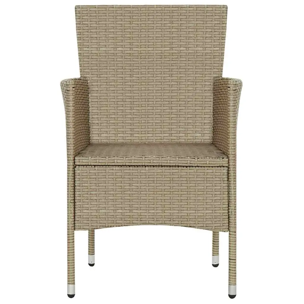 Outdoor Dining Chairs 2 pcs Poly Rattan Beige Garden Seating