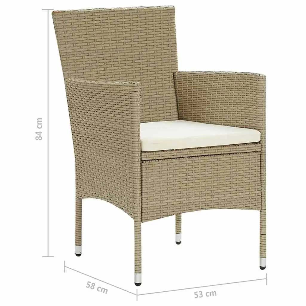 Outdoor Dining Chairs 2 pcs Poly Rattan Beige Garden Seating