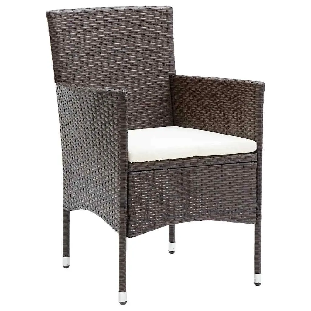 Outdoor Dining Chairs Set 2 pcs Garden Seating PE Rattan Brown