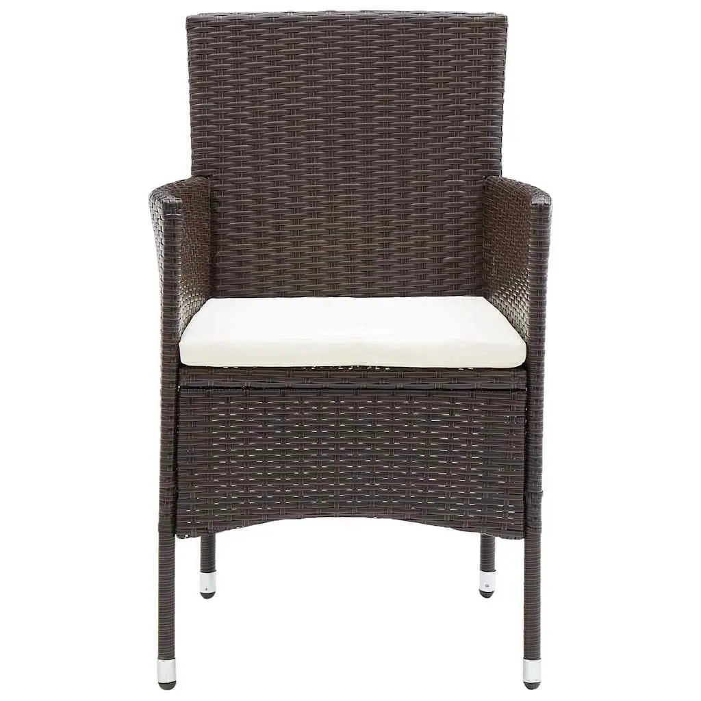 Outdoor Dining Chairs Set 2 pcs Garden Seating PE Rattan Brown