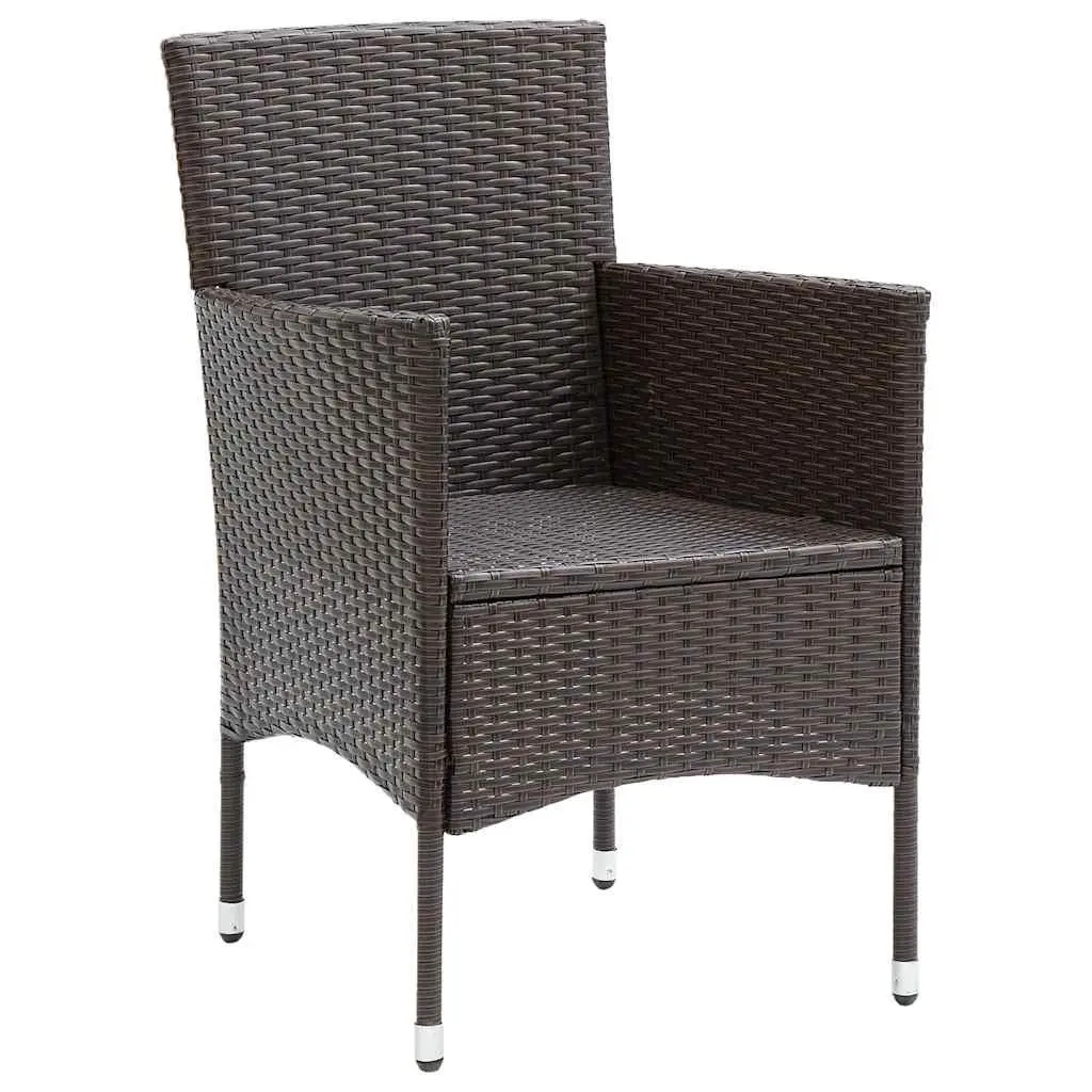 Outdoor Dining Chairs Set 2 pcs Garden Seating PE Rattan Brown
