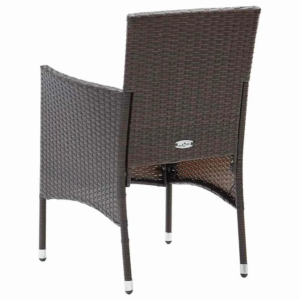 Outdoor Dining Chairs Set 2 pcs Garden Seating PE Rattan Brown