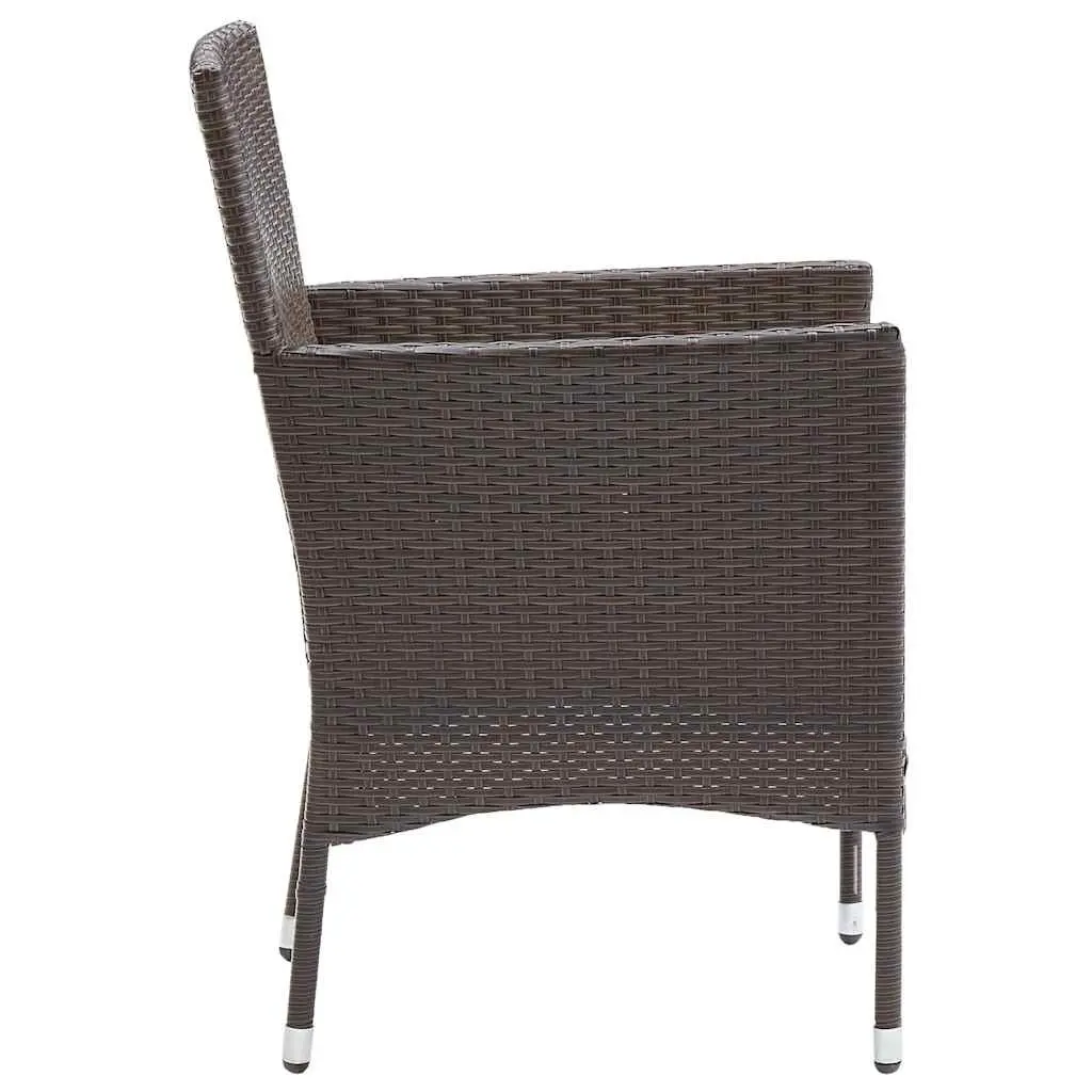 Outdoor Dining Chairs Set 2 pcs Garden Seating PE Rattan Brown