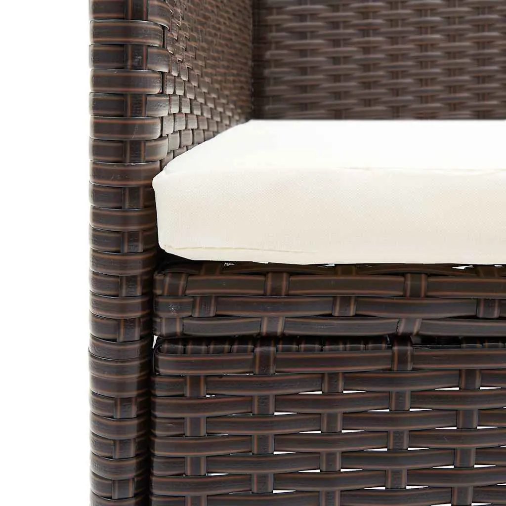 Outdoor Dining Chairs Set 2 pcs Garden Seating PE Rattan Brown
