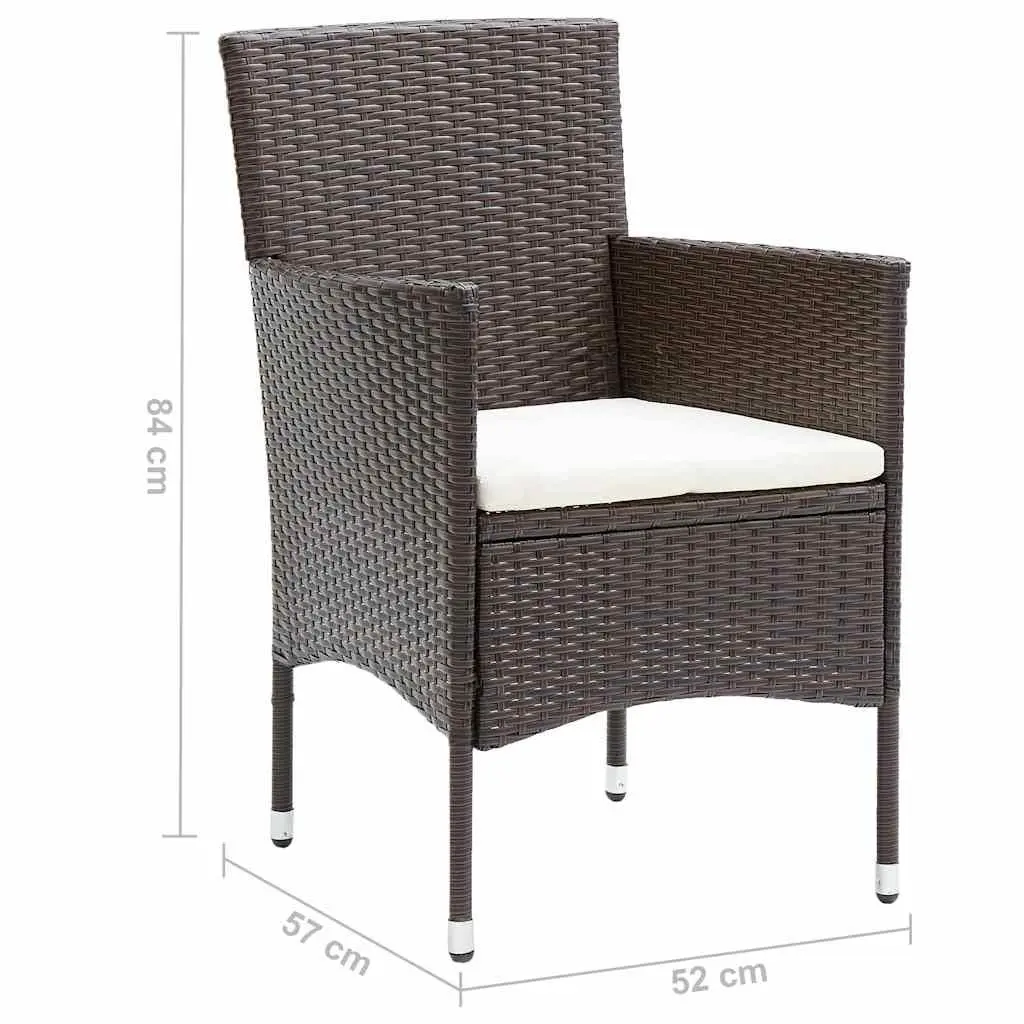 Outdoor Dining Chairs Set 2 pcs Garden Seating PE Rattan Brown