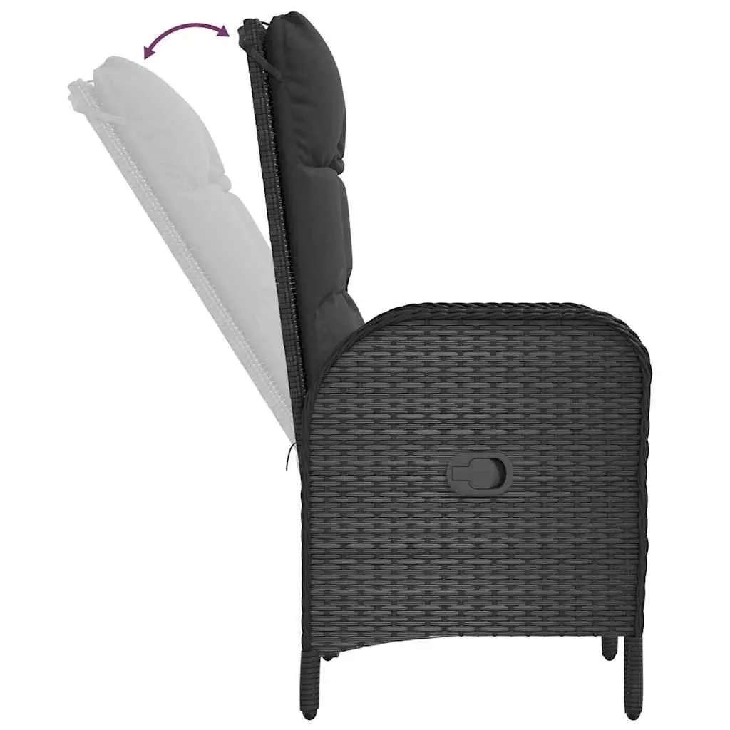 Outdoor Chairs Set 2 pcs Garden Seating Curved Backrest Armrest Black