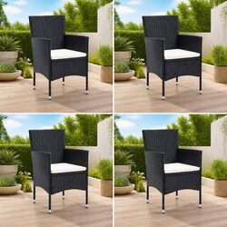 Comfortable Outdoor Dining Chairs Set of 4 in Black