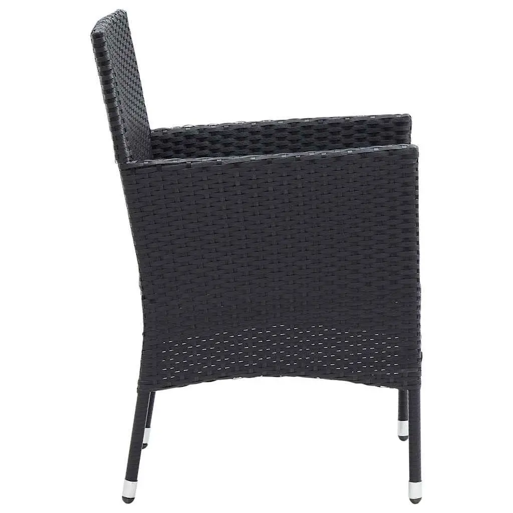 Outdoor Dining Chairs Set 4 Piece Garden Poly Rattan Black Armchair