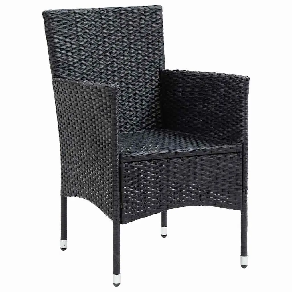 Outdoor Dining Chairs Set 4 Piece Garden Poly Rattan Black Armchair