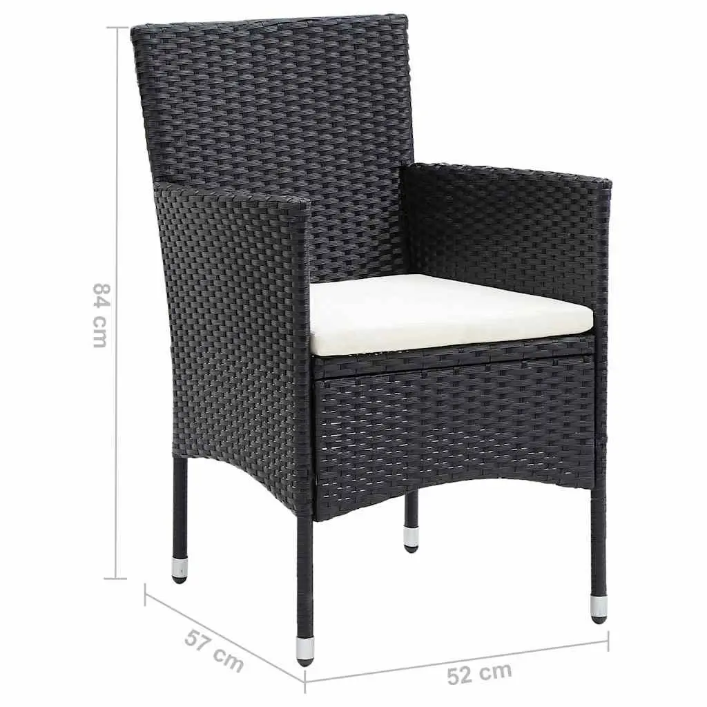 Outdoor Dining Chairs Set 4 Piece Garden Poly Rattan Black Armchair