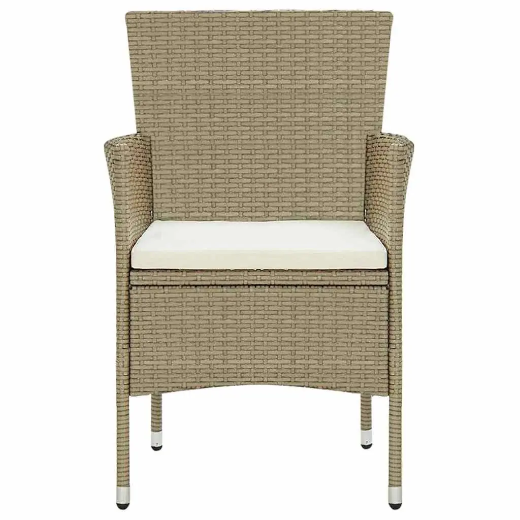 Outdoor Dining Chairs Ergonomic Support Beige 4 Piece Set Hand-Woven PE Rattan
