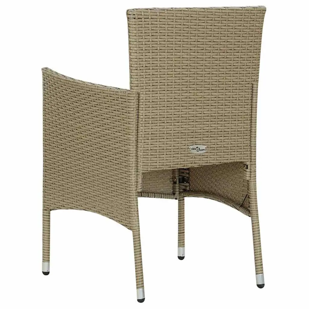 Outdoor Dining Chairs Ergonomic Support Beige 4 Piece Set Hand-Woven PE Rattan
