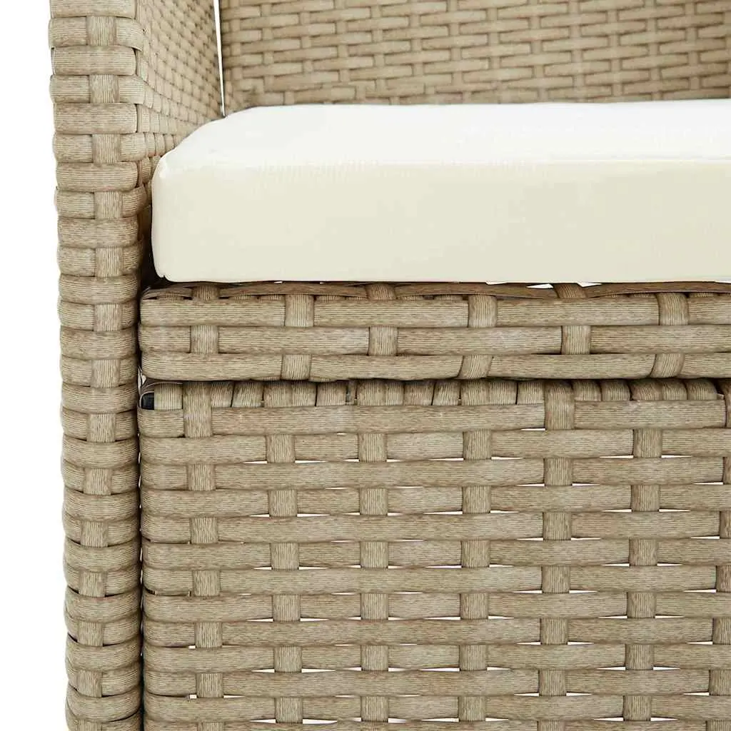 Outdoor Dining Chairs Ergonomic Support Beige 4 Piece Set Hand-Woven PE Rattan