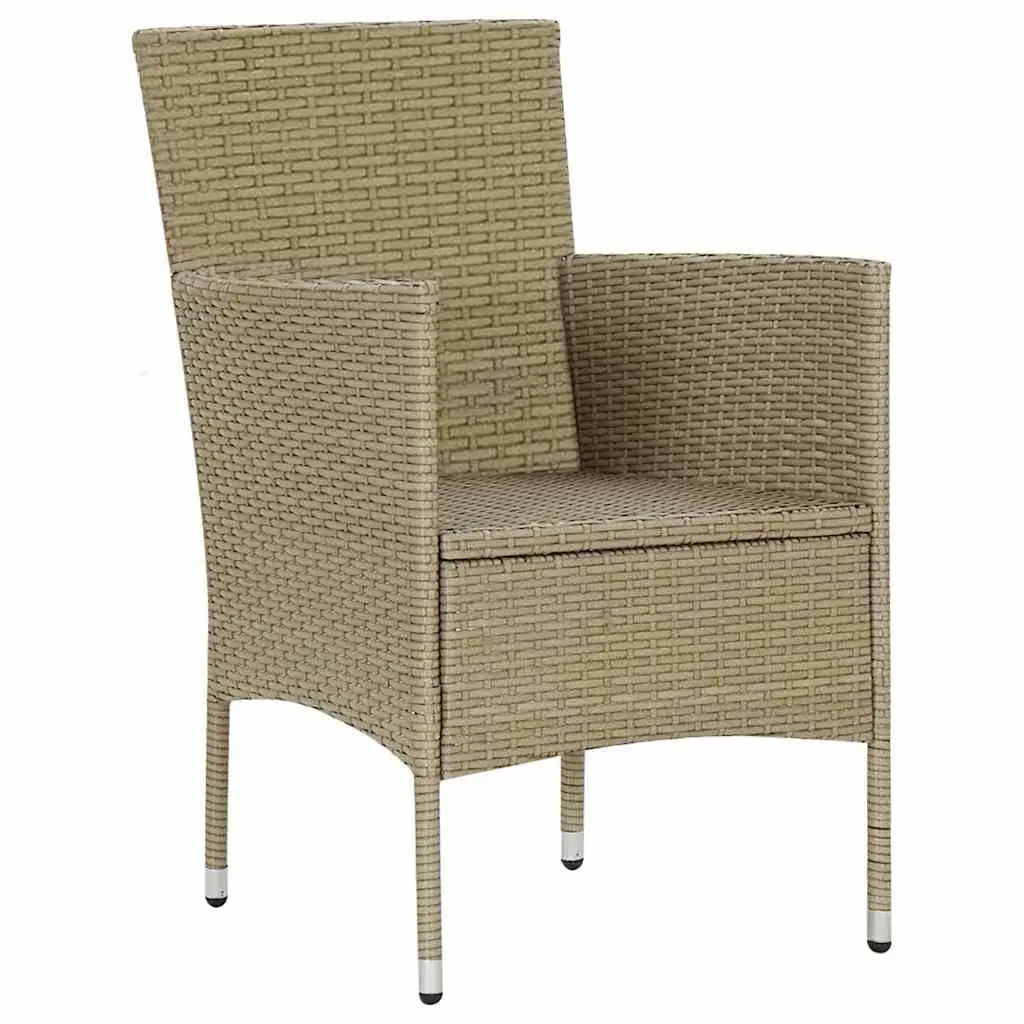 Outdoor Dining Chairs Ergonomic Support Beige 4 Piece Set Hand-Woven PE Rattan