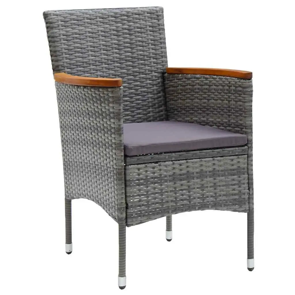 Outdoor Dining Chairs 4 pcs Grey Garden Patio Seating Rattan Armrest Cushioned
