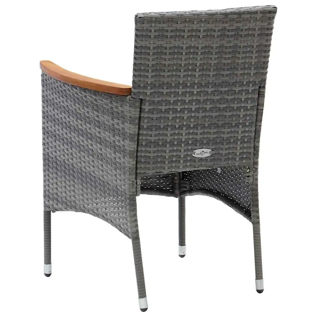 Outdoor Dining Chairs 4 pcs Grey Garden Patio Seating Rattan Armrest Cushioned