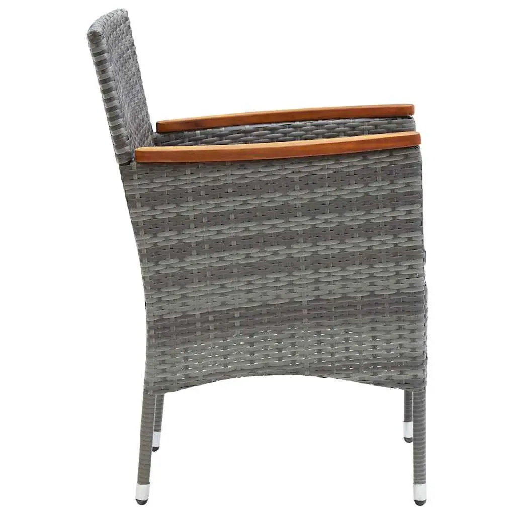 Outdoor Dining Chairs 4 pcs Grey Garden Patio Seating Rattan Armrest Cushioned