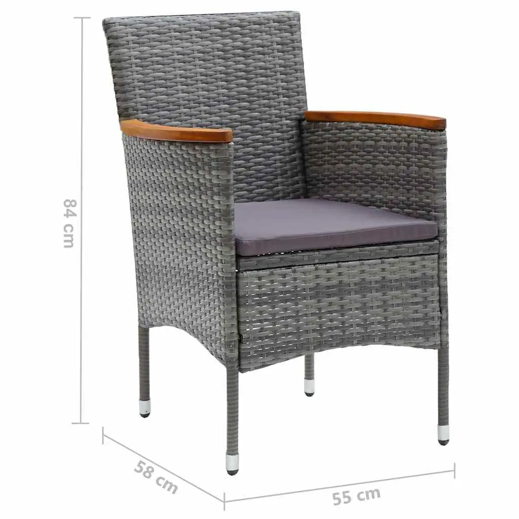 Outdoor Dining Chairs 4 pcs Grey Garden Patio Seating Rattan Armrest Cushioned