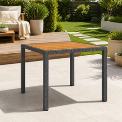 Durable Black Outdoor Garden Table 90x90x75cm