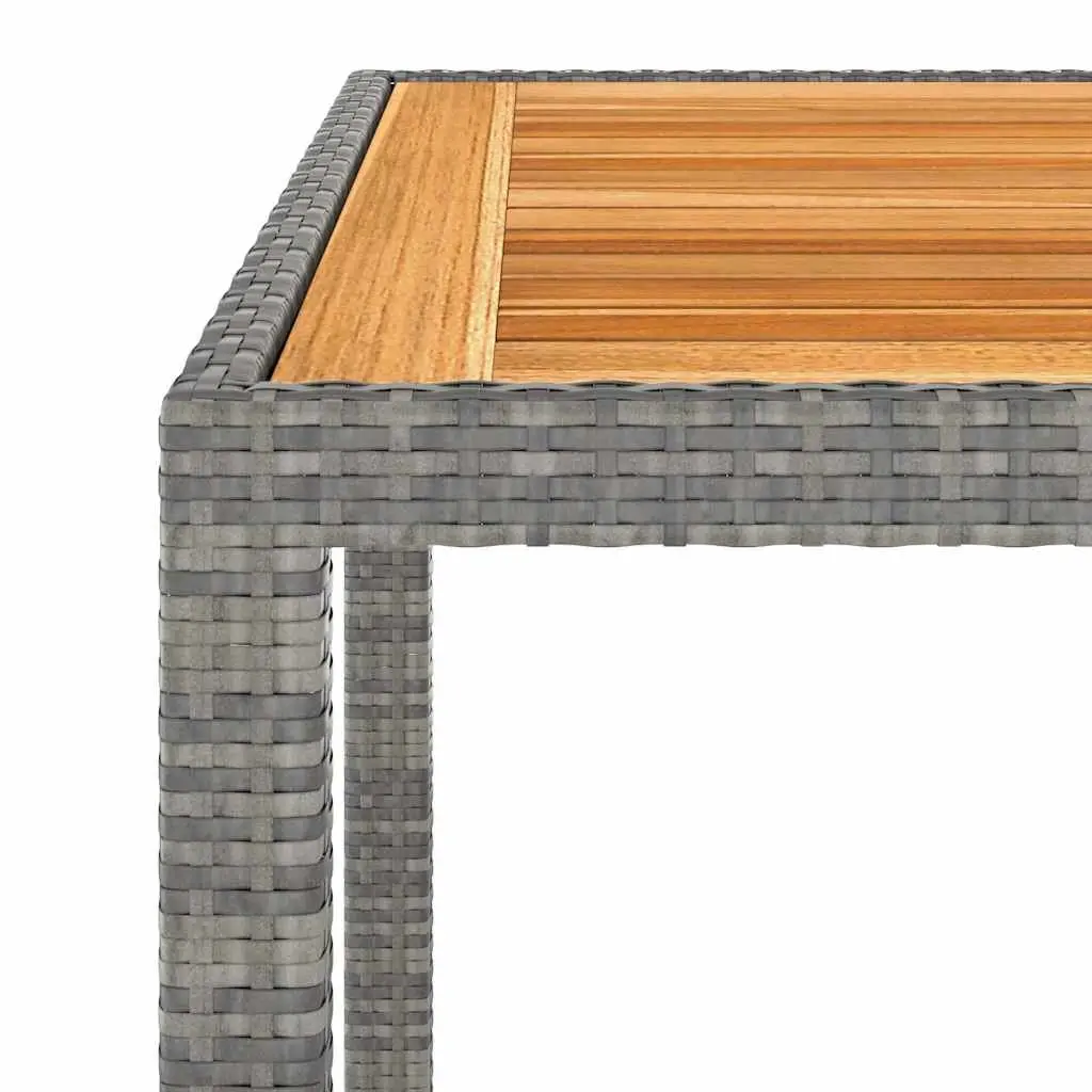 Garden Table Outdoor Dining 90x90x75cm Grey Poly Rattan Steel Frame