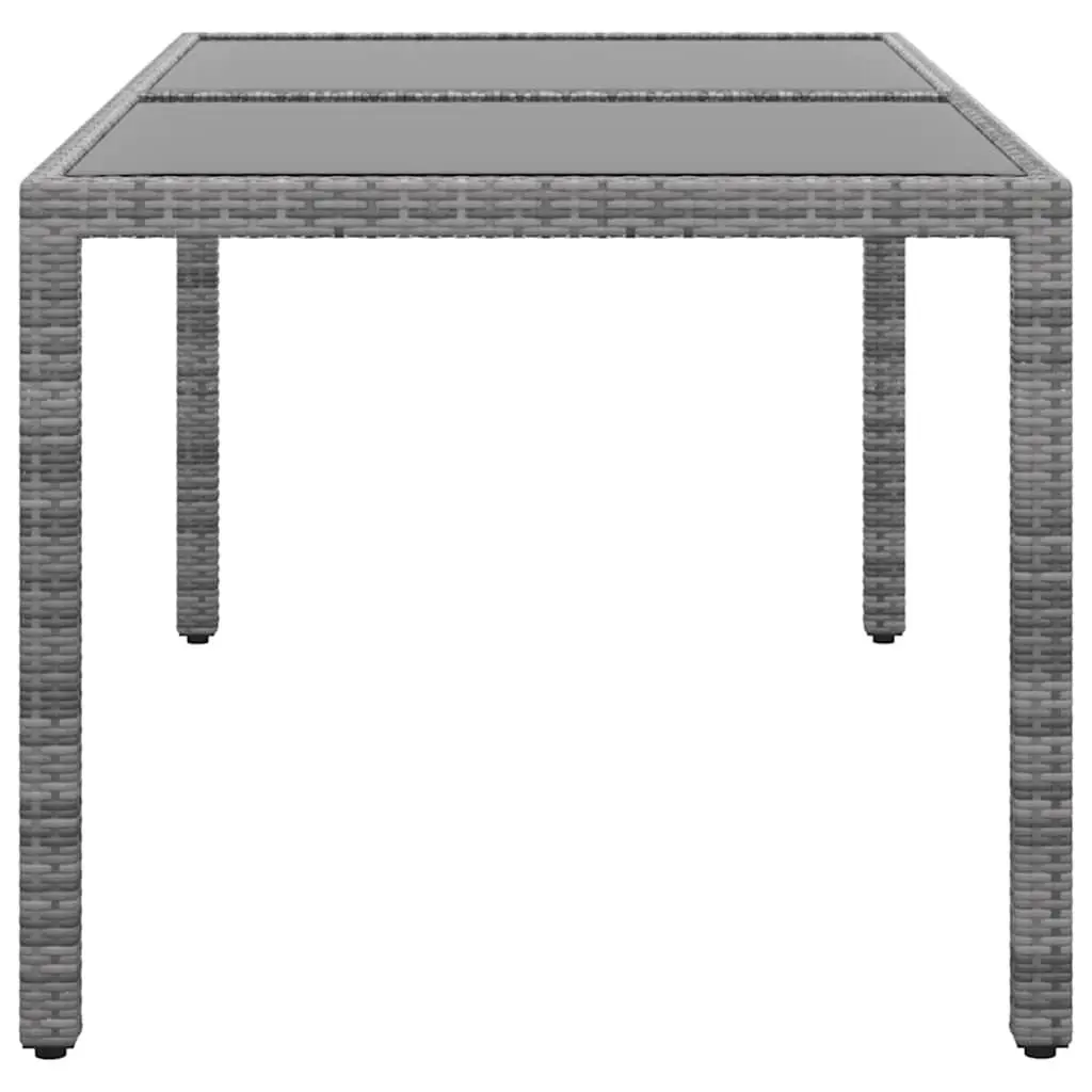 Garden Table 150x90x75 cm Outdoor Patio Dining Tempered Glass Poly Rattan Grey