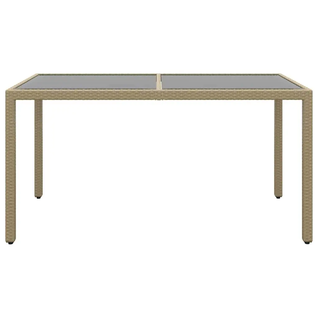 Garden Table 150x90x75cm Outdoor Patio Furniture Tempered Glass Poly Rattan