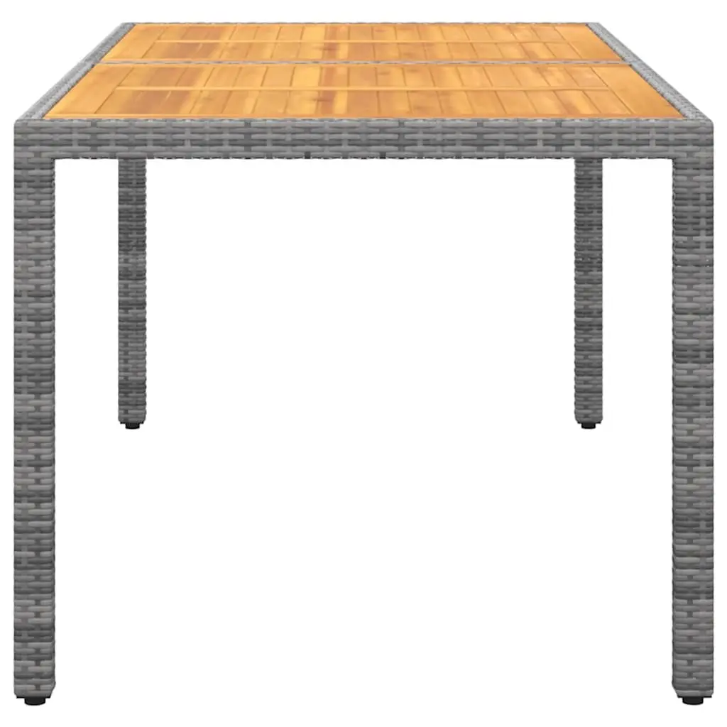 Garden Table Outdoor Living 150x90x75cm Acacia Wood Poly Rattan Grey