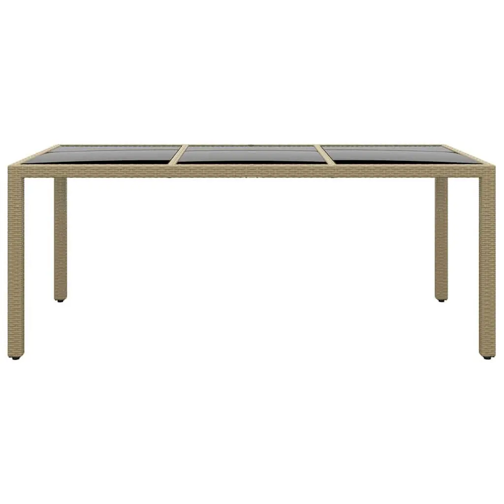 Outdoor Garden Table 190x90x75cm Tempered Glass Poly Rattan Patio Furniture