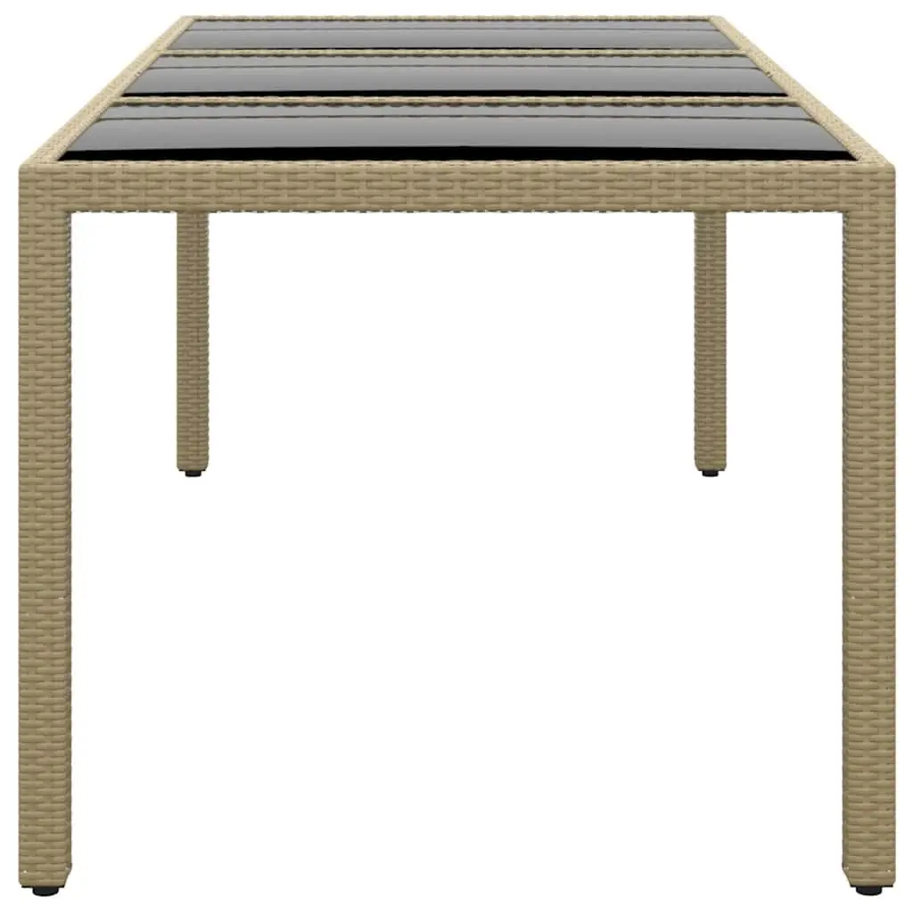 Outdoor Garden Table 190x90x75cm Tempered Glass Poly Rattan Patio Furniture