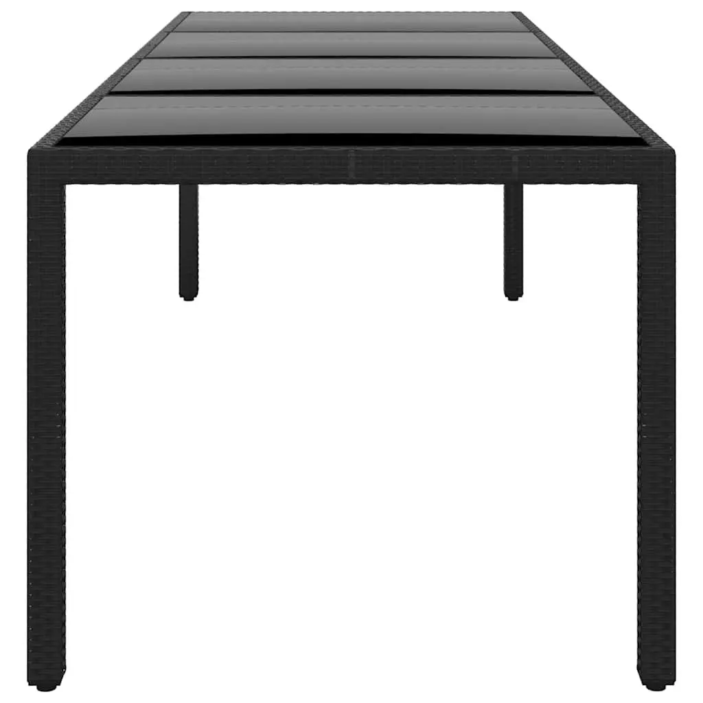 Garden Table Outdoor Dining Tempered Glass Poly Rattan Black 250x100cm