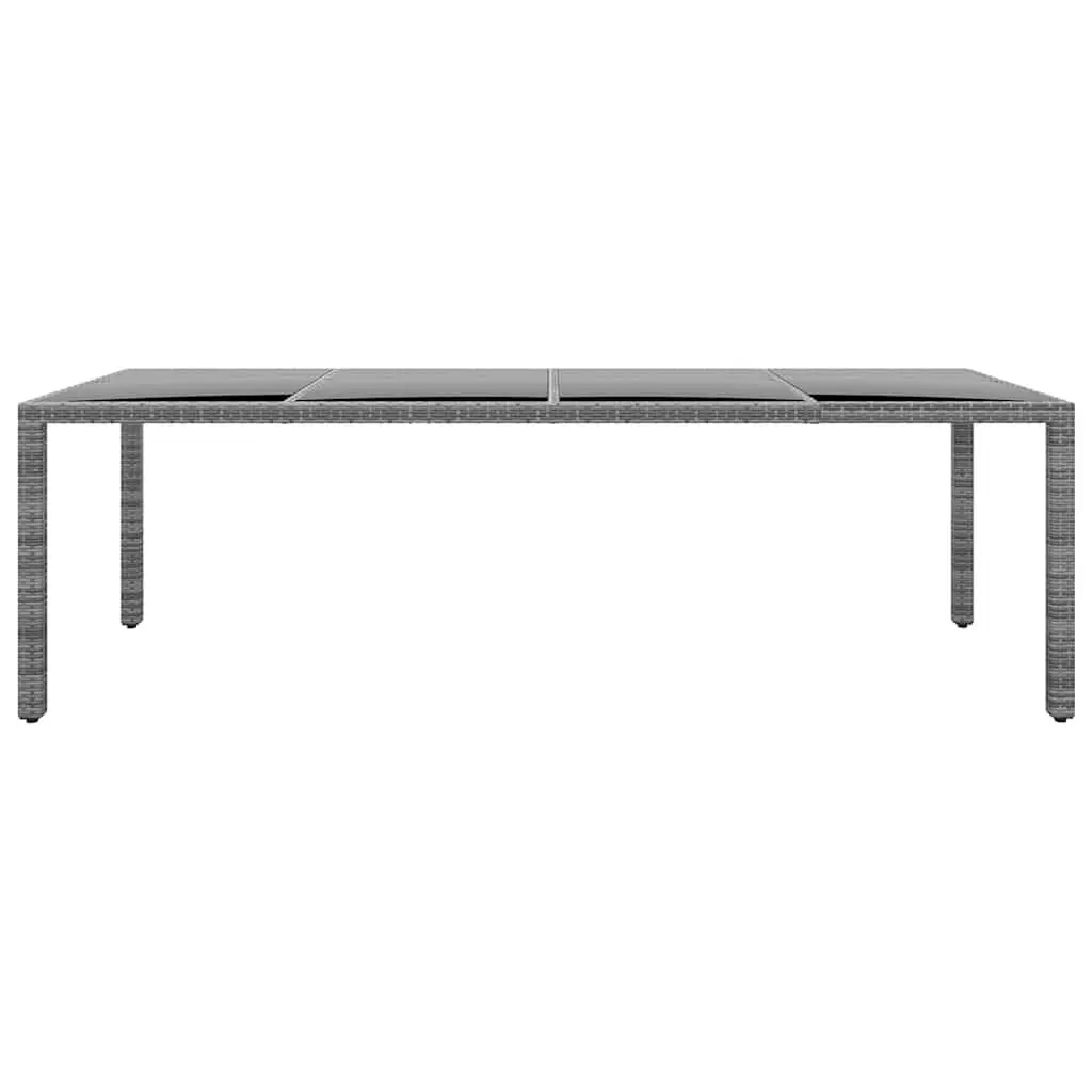 Garden Table Outdoor Dining 250x100cm Grey Poly Rattan Glass Top