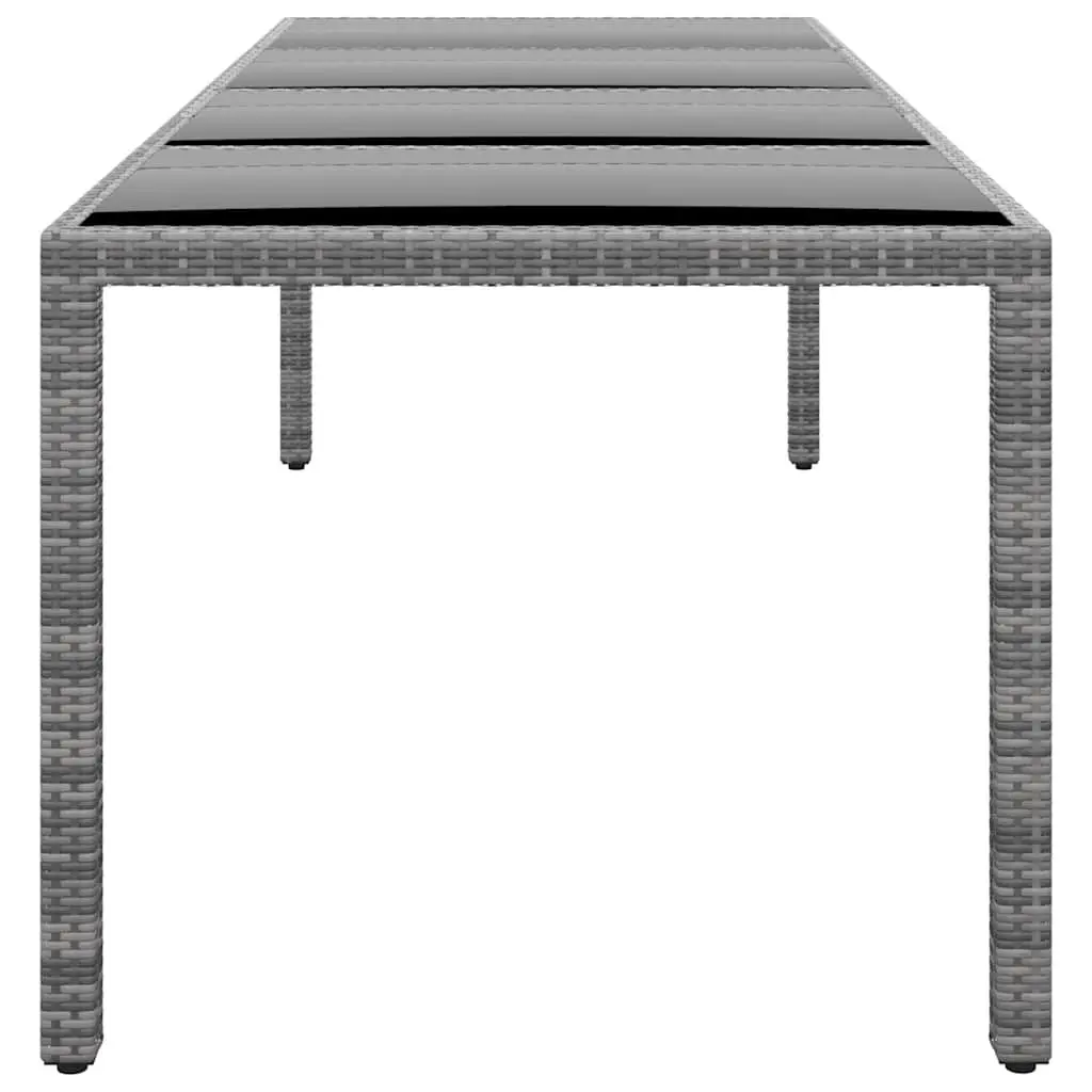 Garden Table Outdoor Dining 250x100cm Grey Poly Rattan Glass Top