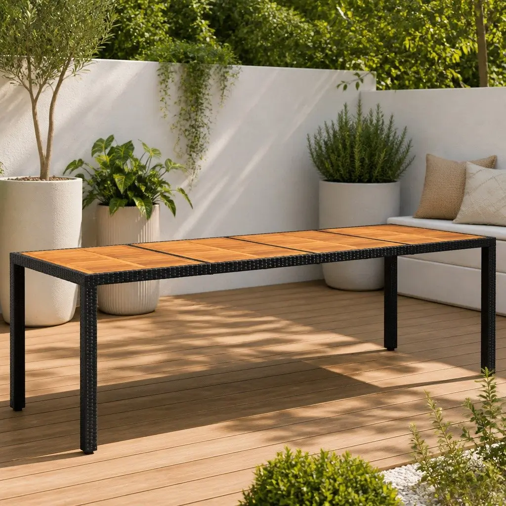 Garden Table Outdoor Patio Furniture 250x100x75cm Acacia Wood Black