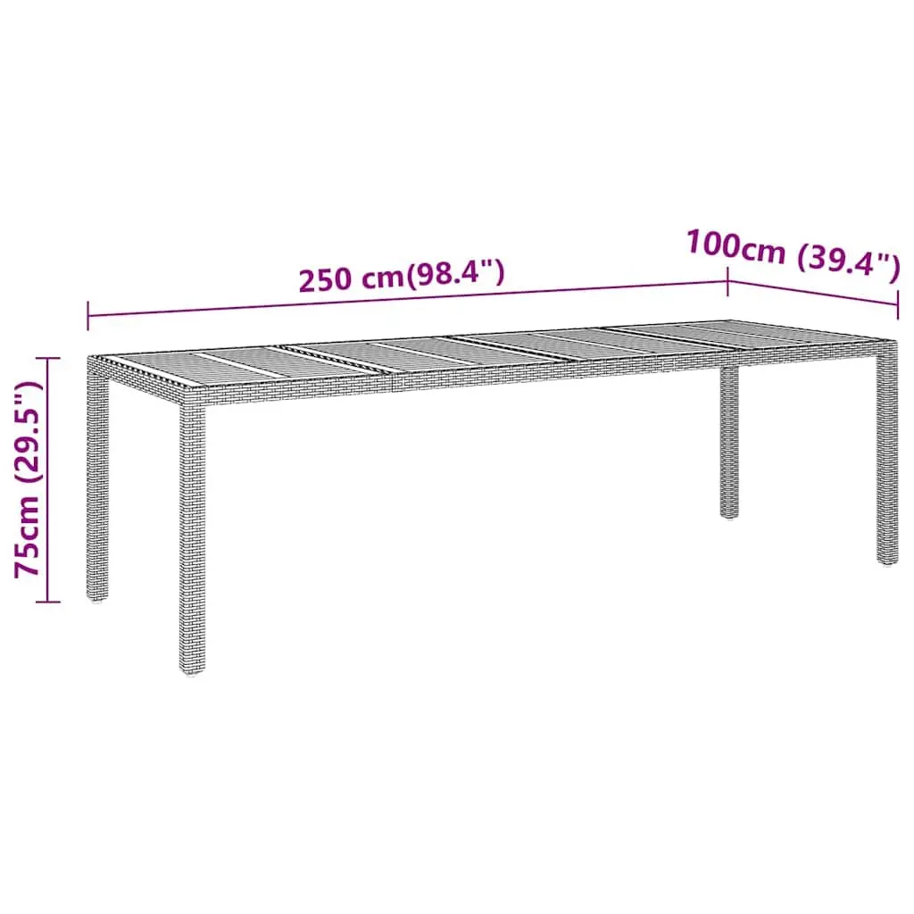 Garden Table Outdoor Patio Furniture 250x100x75cm Acacia Wood Black