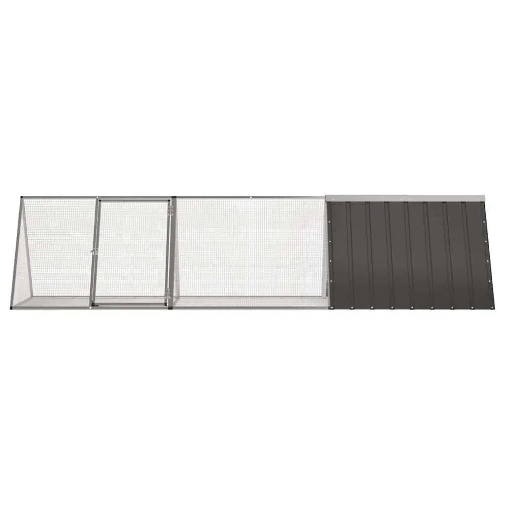Rabbit Cage Hutch Outdoor Small Animal Enclosure 302.5 x 80.5 x 71 cm Anthracite Galvanised Steel