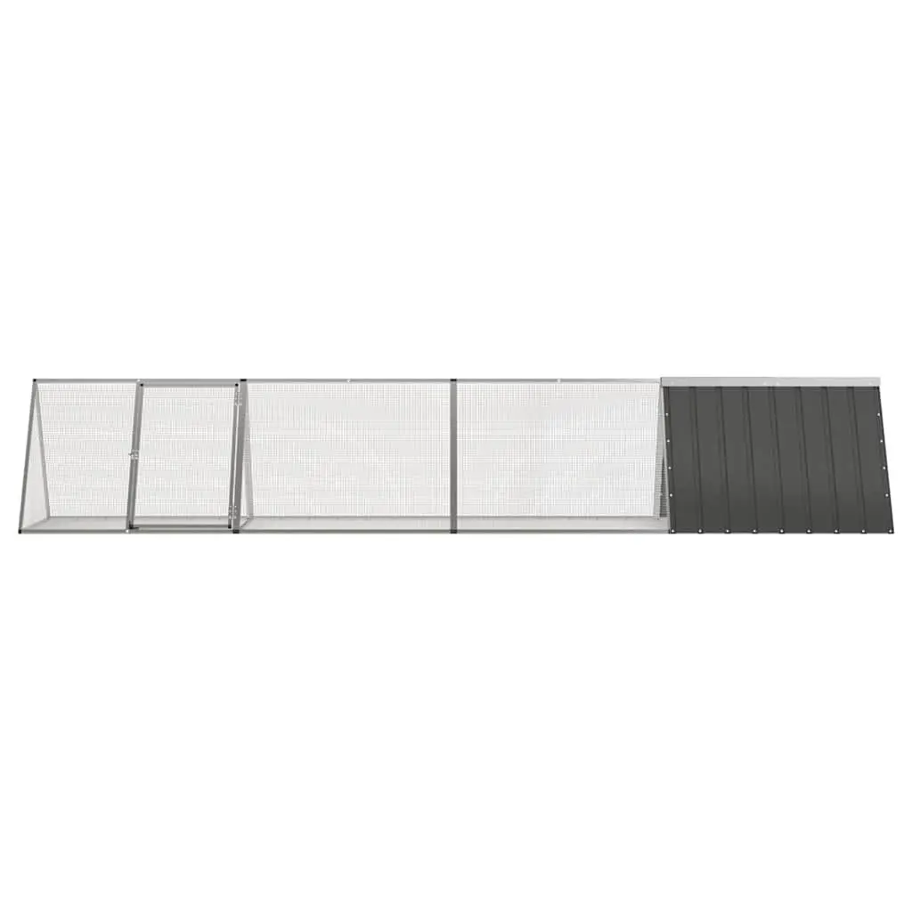 Rabbit Cage Small Animal Outdoor Playpen Anthracite Galvanised Steel 403.5 x 80.5 x 71 cm