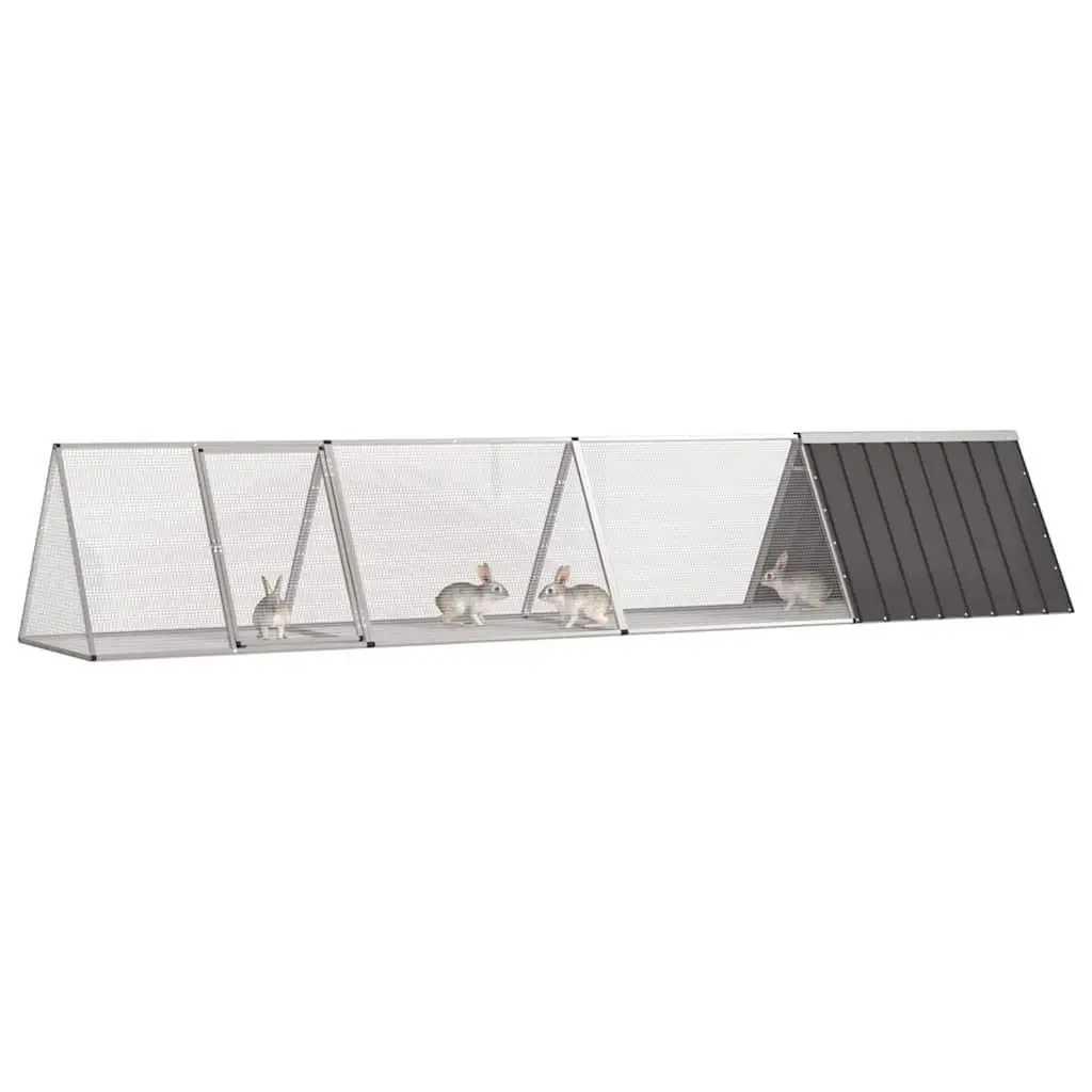 Rabbit Cage Small Animal Outdoor Playpen Anthracite Galvanised Steel 403.5 x 80.5 x 71 cm