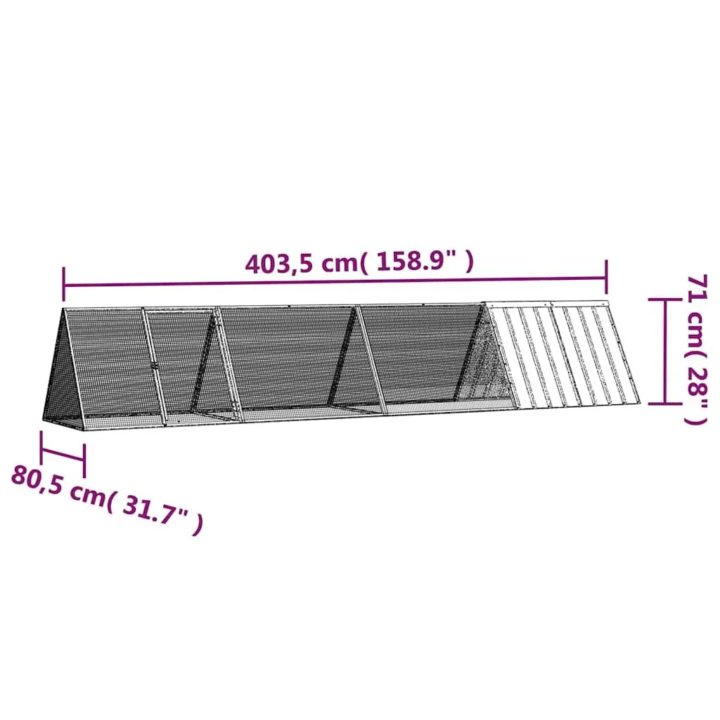 Rabbit Cage Small Animal Outdoor Playpen Anthracite Galvanised Steel 403.5 x 80.5 x 71 cm