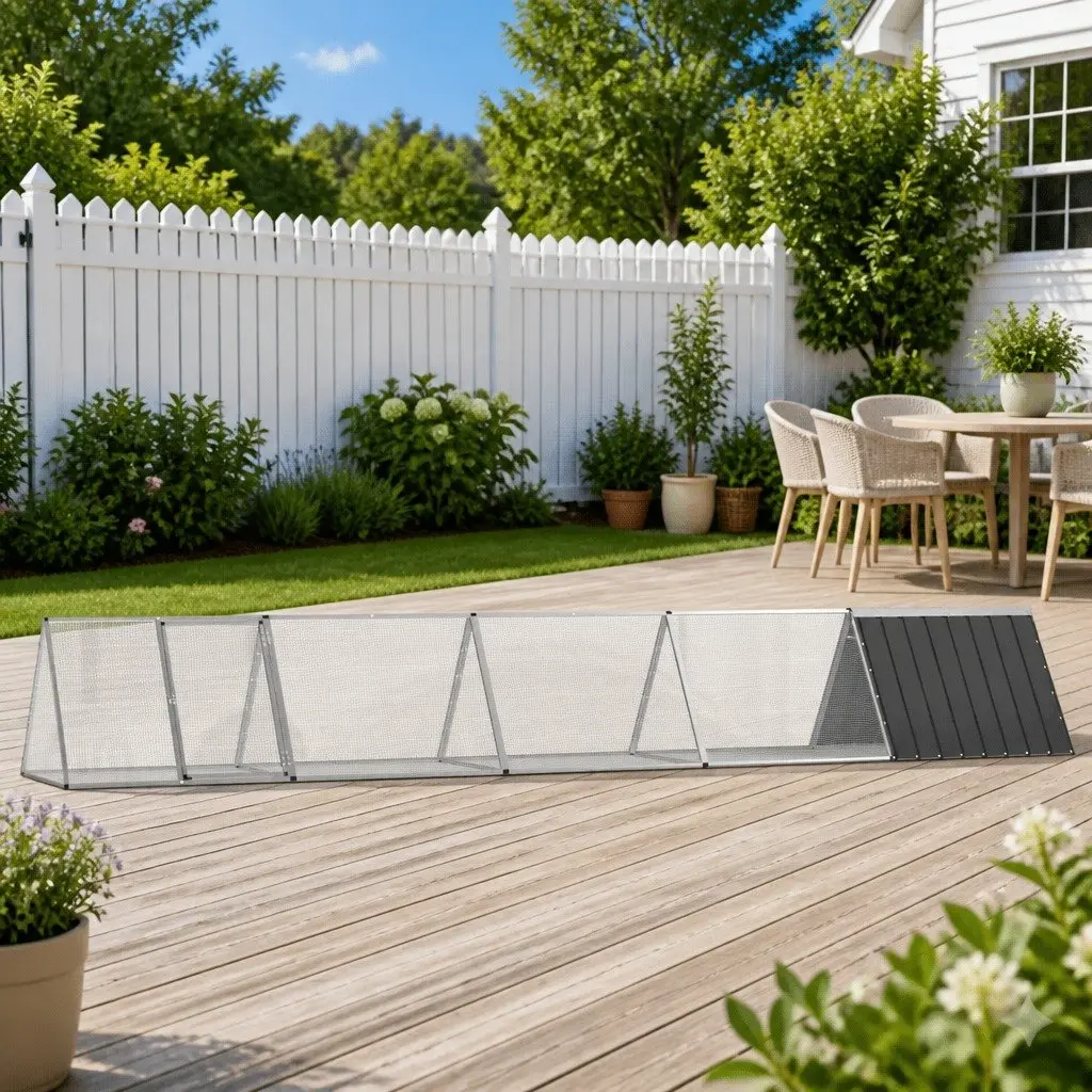 Rabbit Cage Hutch Outdoor Run Enclosure Extension Anthracite Galvanised Steel 5045 x 805 x 710 mm