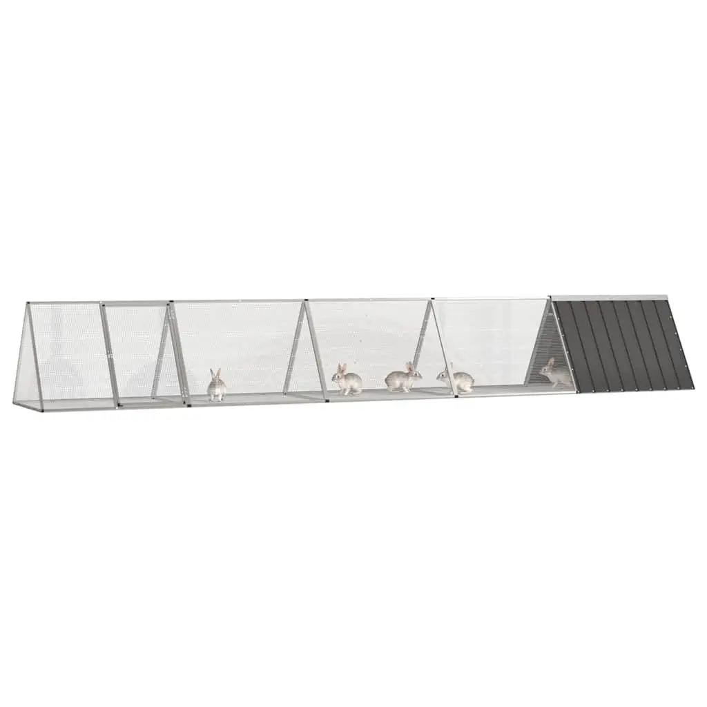 Rabbit Cage Hutch Outdoor Run Enclosure Extension Anthracite Galvanised Steel 5045 x 805 x 710 mm