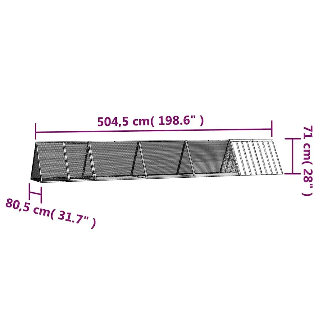 Rabbit Cage Hutch Outdoor Run Enclosure Extension Anthracite Galvanised Steel 5045 x 805 x 710 mm