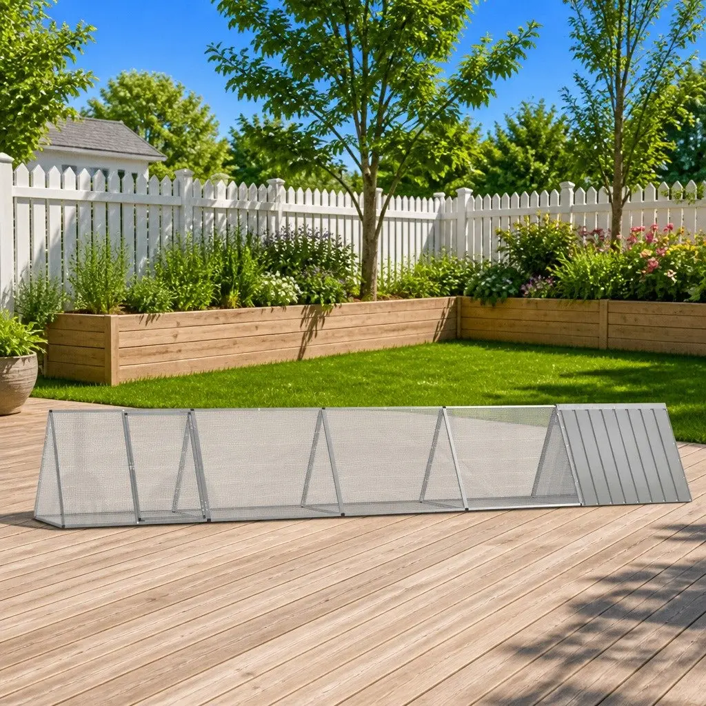 Rabbit Cage Small Animal Playpen Grey Galvanised Steel Outdoor Indoor