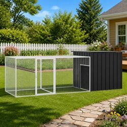 Chicken Cage Anthracite 300x91x100 cm Galvanised Steel Run Coop Enclosure