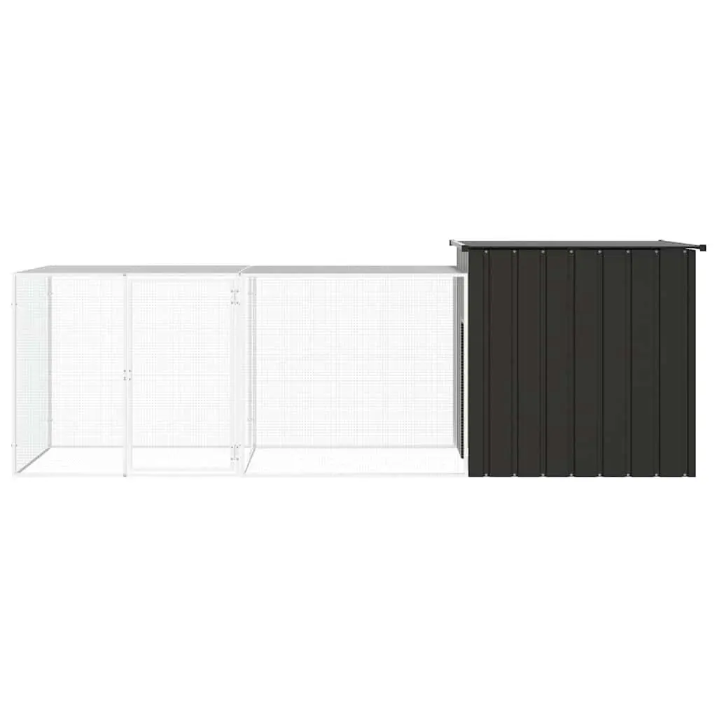 Chicken Cage Anthracite Galvanised Steel Run Coop Enclosure 300x91x100 cm