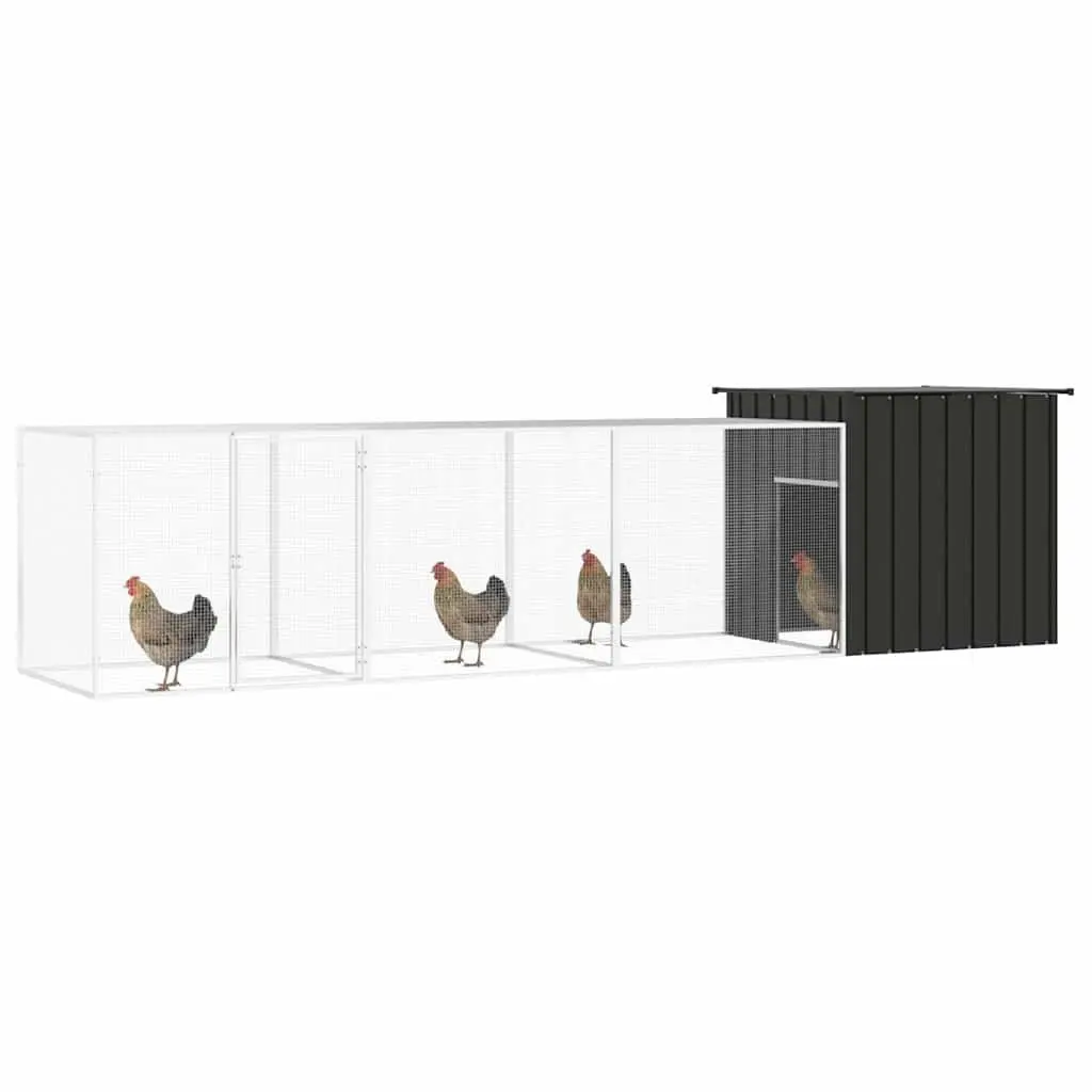 Chicken Cage Galvanised Steel Anthracite 400x91x100 cm Coop Run Pen Housing