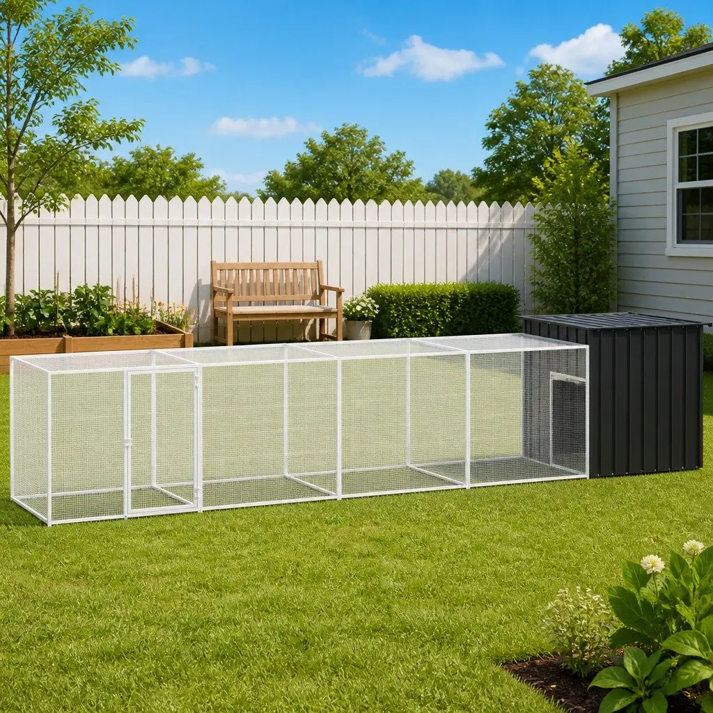 Chicken Cage Outdoor Run Coop for Ducks and Small Animals 500x91x100cm Anthracite Galvanised Steel
