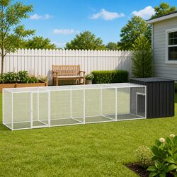 Chicken Cage Anthracite Galvanised Steel Outdoor Run Coop Ducks Small Animals