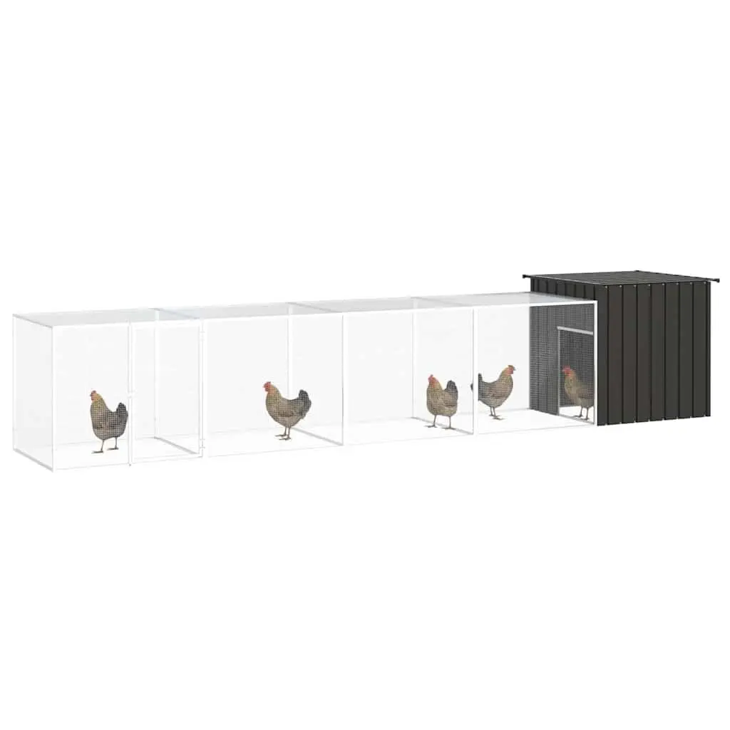 Chicken Cage Outdoor Run Coop for Ducks and Small Animals 500x91x100cm Anthracite Galvanised Steel