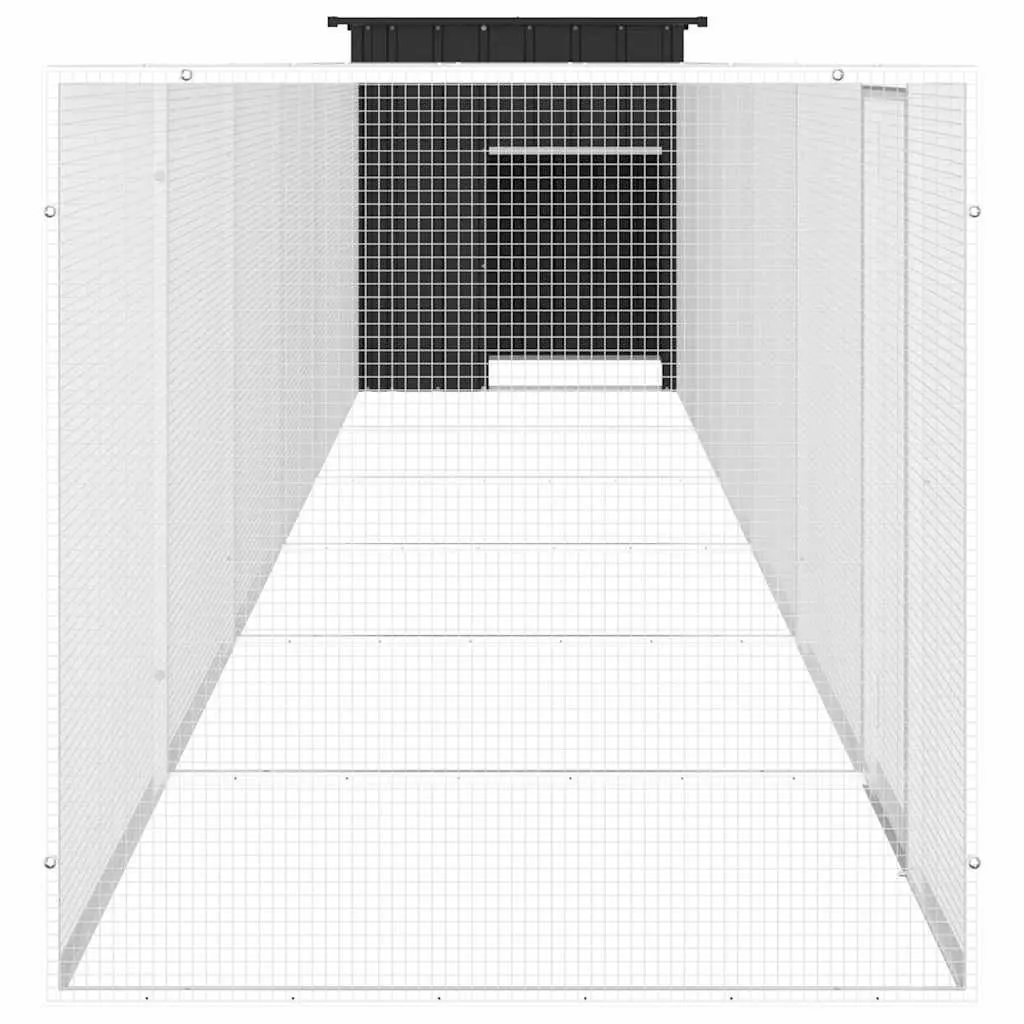 Chicken Cage Small Animal Habitat Enclosure Galvanised Steel Anthracite 700 x 91 x 100 cm