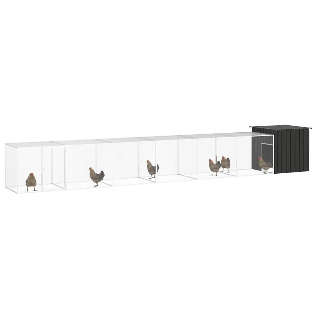 Chicken Cage Small Animal Habitat Enclosure Galvanised Steel Anthracite 700 x 91 x 100 cm